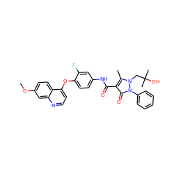 COc1ccc2c(Oc3ccc(NC(=O)c4c(C)n(CC(C)(C)O)n(-c5ccccc5)c4=O)cc3F)ccnc2c1 ZINC000043201708