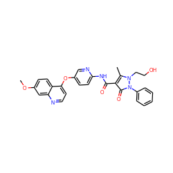 COc1ccc2c(Oc3ccc(NC(=O)c4c(C)n(CCO)n(-c5ccccc5)c4=O)nc3)ccnc2c1 ZINC000084652512