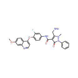 COc1ccc2c(Oc3ccc(NC(=O)c4c(CN)n(C)n(-c5ccccc5)c4=O)cc3F)ccnc2c1 ZINC000084652126