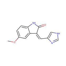 COc1ccc2c(c1)/C(=C/c1c[nH]cn1)C(=O)N2 ZINC000014806879