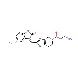 COc1ccc2c(c1)/C(=C/c1cc3c([nH]1)CCN(C(=O)CCN)C3)C(=O)N2 ZINC000096272952