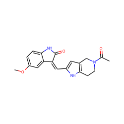 COc1ccc2c(c1)/C(=C/c1cc3c([nH]1)CCN(C(C)=O)C3)C(=O)N2 ZINC000096272951