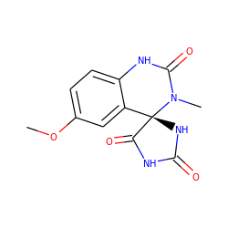 COc1ccc2c(c1)[C@]1(NC(=O)NC1=O)N(C)C(=O)N2 ZINC000013455914