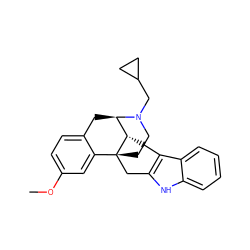 COc1ccc2c(c1)[C@]13CCN(CC4CC4)[C@H](C2)[C@@H]1Cc1c([nH]c2ccccc12)C3 ZINC000028646621