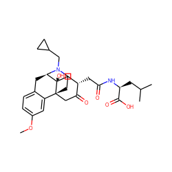 COc1ccc2c(c1)[C@]13CCN(CC4CC4)[C@H](C2)[C@]1(O)C[C@H](CC(=O)N[C@@H](CC(C)C)C(=O)O)C(=O)C3 ZINC000221619759