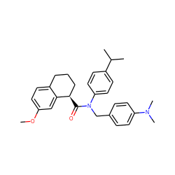 COc1ccc2c(c1)[C@H](C(=O)N(Cc1ccc(N(C)C)cc1)c1ccc(C(C)C)cc1)CCC2 ZINC000001553583