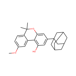 COc1ccc2c(c1)-c1c(O)cc(C34CC5CC(CC(C5)C3)C4)cc1OC2(C)C ZINC000095603570