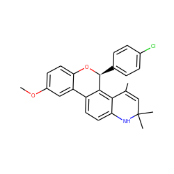 COc1ccc2c(c1)-c1ccc3c(c1[C@H](c1ccc(Cl)cc1)O2)C(C)=CC(C)(C)N3 ZINC000013777152