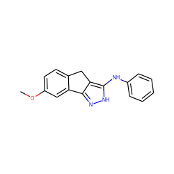 COc1ccc2c(c1)-c1n[nH]c(Nc3ccccc3)c1C2 ZINC000013677818