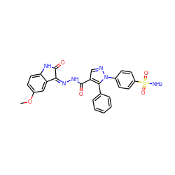 COc1ccc2c(c1)C(=NNC(=O)c1cnn(-c3ccc(S(N)(=O)=O)cc3)c1-c1ccccc1)C(=O)N2 ZINC000473168291