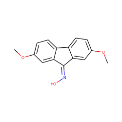 COc1ccc2c(c1)C(=NO)c1cc(OC)ccc1-2 ZINC000000235325