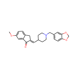 COc1ccc2c(c1)C(=O)/C(=C/C1CCN(Cc3ccc4c(c3)OCO4)CC1)C2 ZINC000653858721