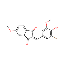 COc1ccc2c(c1)C(=O)/C(=C/c1cc(Br)c(O)c(OC)c1)C2=O ZINC000026494245