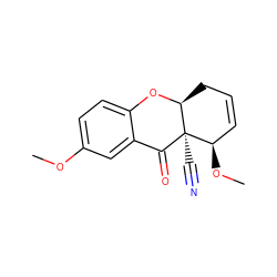 COc1ccc2c(c1)C(=O)[C@@]1(C#N)[C@H](CC=C[C@H]1OC)O2 ZINC000028094681