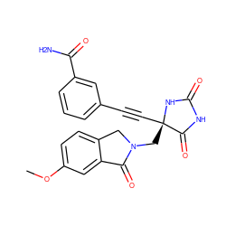 COc1ccc2c(c1)C(=O)N(C[C@@]1(C#Cc3cccc(C(N)=O)c3)NC(=O)NC1=O)C2 ZINC000064560773