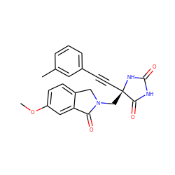 COc1ccc2c(c1)C(=O)N(C[C@@]1(C#Cc3cccc(C)c3)NC(=O)NC1=O)C2 ZINC000064560311