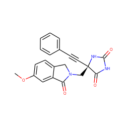 COc1ccc2c(c1)C(=O)N(C[C@@]1(C#Cc3ccccc3)NC(=O)NC1=O)C2 ZINC000064559315