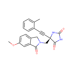 COc1ccc2c(c1)C(=O)N(C[C@@]1(C#Cc3ccccc3C)NC(=O)NC1=O)C2 ZINC000064560580