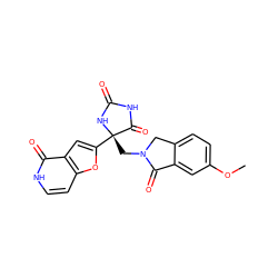 COc1ccc2c(c1)C(=O)N(C[C@@]1(c3cc4c(=O)[nH]ccc4o3)NC(=O)NC1=O)C2 ZINC000202007884