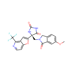 COc1ccc2c(c1)C(=O)N(C[C@@]1(c3cc4c(C(F)(F)F)nccc4o3)NC(=O)NC1=O)C2 ZINC000149642548