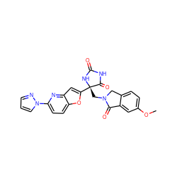 COc1ccc2c(c1)C(=O)N(C[C@@]1(c3cc4nc(-n5cccn5)ccc4o3)NC(=O)NC1=O)C2 ZINC000167941208