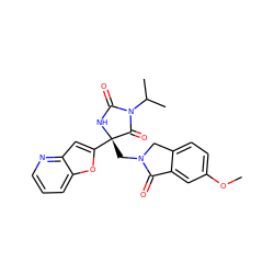 COc1ccc2c(c1)C(=O)N(C[C@@]1(c3cc4ncccc4o3)NC(=O)N(C(C)C)C1=O)C2 ZINC000148775511