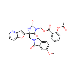 COc1ccc2c(c1)C(=O)N(C[C@@]1(c3cc4ncccc4o3)NC(=O)N(COC(=O)c3ccccc3OC(C)=O)C1=O)C2 ZINC000141878887