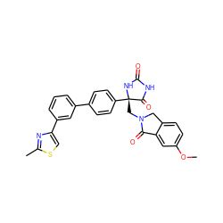 COc1ccc2c(c1)C(=O)N(C[C@@]1(c3ccc(-c4cccc(-c5csc(C)n5)c4)cc3)NC(=O)NC1=O)C2 ZINC000058583137