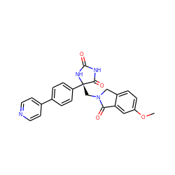 COc1ccc2c(c1)C(=O)N(C[C@@]1(c3ccc(-c4ccncc4)cc3)NC(=O)NC1=O)C2 ZINC000058590510