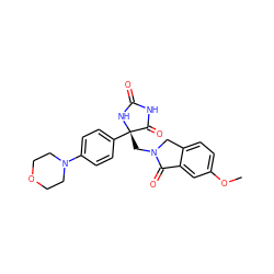 COc1ccc2c(c1)C(=O)N(C[C@@]1(c3ccc(N4CCOCC4)cc3)NC(=O)NC1=O)C2 ZINC000058584031