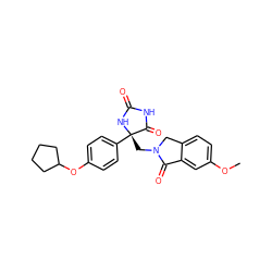 COc1ccc2c(c1)C(=O)N(C[C@@]1(c3ccc(OC4CCCC4)cc3)NC(=O)NC1=O)C2 ZINC000058583463