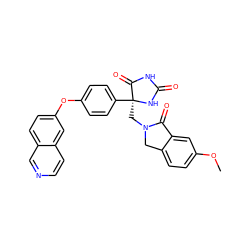 COc1ccc2c(c1)C(=O)N(C[C@@]1(c3ccc(Oc4ccc5cnccc5c4)cc3)NC(=O)NC1=O)C2 ZINC000058582647