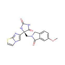 COc1ccc2c(c1)C(=O)N(C[C@@]1(c3cn4ccsc4n3)NC(=O)NC1=O)C2 ZINC000201998005