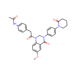 COc1ccc2c(c1)C(=O)N(c1ccc(N3CCCCC3=O)cc1)CN2C(=O)Cc1ccc(NC(C)=O)cc1 ZINC001772657543