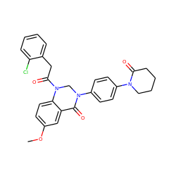 COc1ccc2c(c1)C(=O)N(c1ccc(N3CCCCC3=O)cc1)CN2C(=O)Cc1ccccc1Cl ZINC001772570322