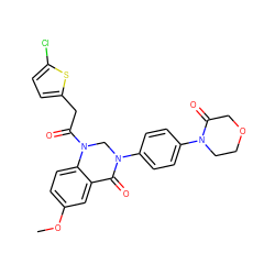 COc1ccc2c(c1)C(=O)N(c1ccc(N3CCOCC3=O)cc1)CN2C(=O)Cc1ccc(Cl)s1 ZINC001772640843