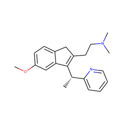 COc1ccc2c(c1)C([C@@H](C)c1ccccn1)=C(CCN(C)C)C2 ZINC000013493456