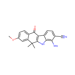 COc1ccc2c(c1)C(C)(C)c1[nH]c3c(N)c(C#N)ccc3c1C2=O ZINC000114801450