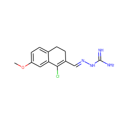 COc1ccc2c(c1)C(Cl)=C(/C=N/NC(=N)N)CC2 ZINC000040380394