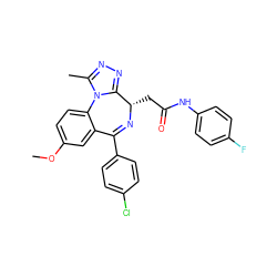 COc1ccc2c(c1)C(c1ccc(Cl)cc1)=N[C@@H](CC(=O)Nc1ccc(F)cc1)c1nnc(C)n1-2 ZINC000096284856