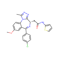 COc1ccc2c(c1)C(c1ccc(Cl)cc1)=N[C@@H](CC(=O)Nc1cccs1)c1nnc(C)n1-2 ZINC000096284855