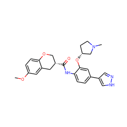 COc1ccc2c(c1)C[C@@H](C(=O)Nc1ccc(-c3cn[nH]c3)cc1O[C@@H]1CCN(C)C1)CO2 ZINC000169329874