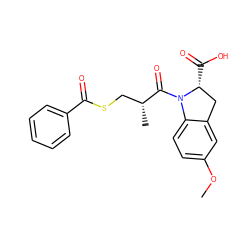 COc1ccc2c(c1)C[C@@H](C(=O)O)N2C(=O)[C@H](C)CSC(=O)c1ccccc1 ZINC000027319284