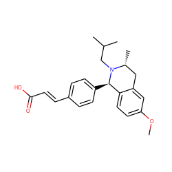 COc1ccc2c(c1)C[C@@H](C)N(CC(C)C)[C@@H]2c1ccc(/C=C/C(=O)O)cc1 ZINC000653738961