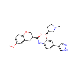 COc1ccc2c(c1)C[C@H](C(=O)Nc1ccc(-c3cn[nH]c3)cc1O[C@H]1CCN(C)C1)CO2 ZINC000169329875