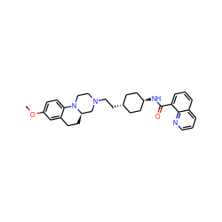 COc1ccc2c(c1)CC[C@@H]1CN(CC[C@H]3CC[C@H](NC(=O)c4cccc5cccnc45)CC3)CCN21 ZINC000254088659