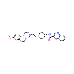 COc1ccc2c(c1)CC[C@@H]1CN(CC[C@H]3CC[C@H](NC(=O)c4cnc5ccccc5n4)CC3)CCN21 ZINC000253637903