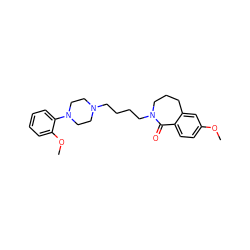 COc1ccc2c(c1)CCCN(CCCCN1CCN(c3ccccc3OC)CC1)C2=O ZINC000071405075