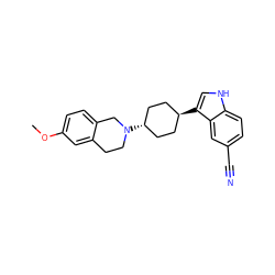 COc1ccc2c(c1)CCN([C@H]1CC[C@H](c3c[nH]c4ccc(C#N)cc43)CC1)C2 ZINC000100890150