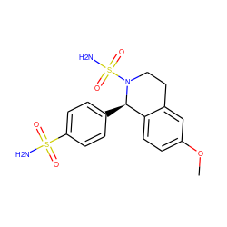 COc1ccc2c(c1)CCN(S(N)(=O)=O)[C@@H]2c1ccc(S(N)(=O)=O)cc1 ZINC000084670971